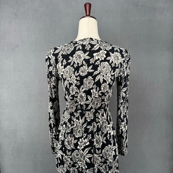 Billabong Allegra Floral Maxi Button Down Dress Womens S Black White Rayon - Picture 10 of 16